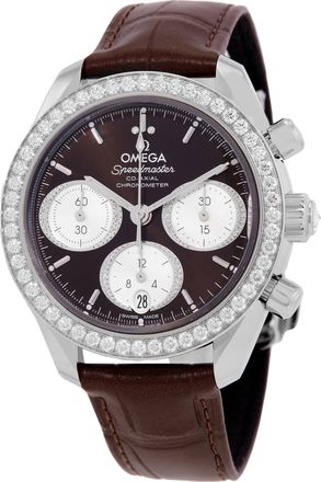 Omega Speedmaster Chronograph Automatic Diamond Brown Dial Watch 324.18.38.50.63.001