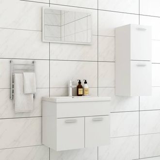 Berkfield Home Bathroom Furniture Set White Engineered Wood