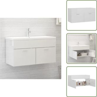 vidaXL The Living Store Mobile Lavabo Bianco Lucido 90x38,5x46 cm in Legno Multistrato - Mobile in legno