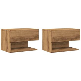 vidaXL Mesita De Noche De Pared 2 Unidades Roble Artisian Vidaxl