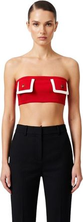 Prada Red Solid Strapless Top