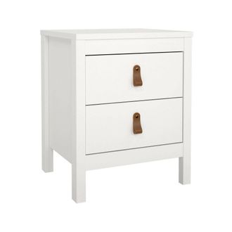 Dmora Dmora - Mesa De Noche Janette, C&oacute;moda Baja, Mesilla De Noche, Estante De La Cama, 44x38 H54 Cm, Blanco