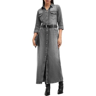 AllSaints Blair Denim Shirtdress in Washed Black at Nordstrom Rack, Size 12