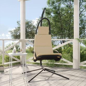 vidaXL Silla Colgante De Jard&iacute;n Con Coj&iacute;n Acero Y Tela Oxford Crema Vidaxl