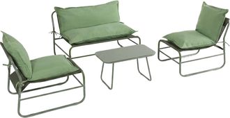 Mobili Rebecca Set Salotto Da Giardino 4 Posti Con Tavolo In Vetro Mobili Rebecca Leran Metallo Poliestere Impermeabile Verde