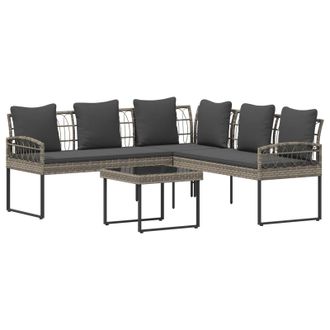 vidaXL Conjunto De Sof&aacute;s De Jard&iacute;n 2 Pcs Gris Rat&aacute;n Sint&eacute;tico Y Acero Vidaxl
