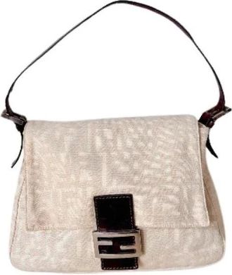 Fendi Pre-owned Mamma Baguette - Dames - Vintage Schoudertas - Beige - ONE Size - Leer - Vintage