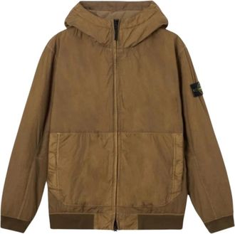 Stone Island Bomber Crinkle Reps NY - Heren - Zomerjassen - Groen - S - Leer - Jassen