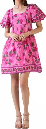Celina Moon Jane Mini Dress In Pink Blossoms