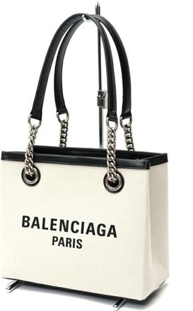 Balenciaga Black Canvas Leather Tote Bag (Pre-Owned)