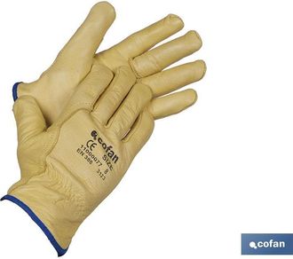 cofan Guantes De Piel De Vacuno Con Forro Interior De Algod&oacute;n Resistentes Al Fr&iacute;o Cofan T-10 (bl&iacute;ster 12 Pares)