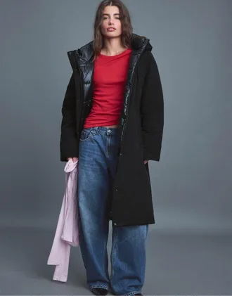 Stradivarius parka imbottito nero
