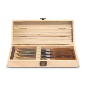 Sabatier Trompette Estuche de madera paleta con 4 cuchillos de carne Madera