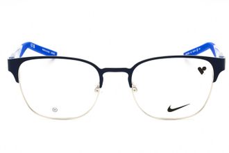 Nike NIKE8156 Rectangular Metal Frame Eyeglasses - Silver