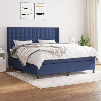 vidaXL Cama Box Spring Con Colch&oacute;n Tela Azul 180x200 Cm Vidaxl