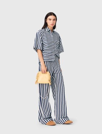 Maje Cropped Linen-blend Shirt - Multi-coloured - Maje