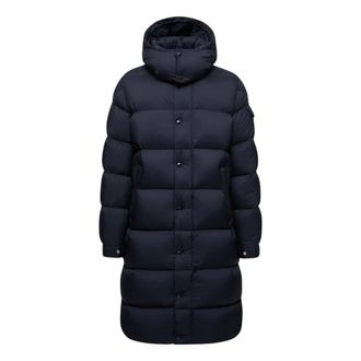 Moncler Parkas, male, Blue, Size: XL Hanoverian Hooded Long Down Jacket