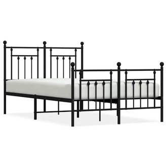 Berkfield Home Metal Bed Frame with Headboard & Footboard Black 135x190 cm Double