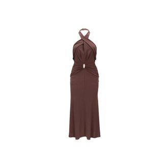 Elisabetta Franchi Midi Dresses, female, Brown, S, Midi Dresses