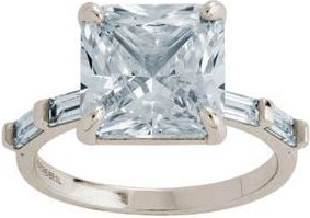Sterling Forever Princess-Cut Cubic Zirconia Ring in Silver at Nordstrom, Size 7