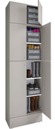 ebuy24 Gabinete De Zapato De Madera Vcm Dimensiones: Al. 240 X An. 70 X T. 39 Cm Armario Multiusos 5 Compartimentos 4 Puertas Giratorias 2 Puertas Caj&oacute;n Adic