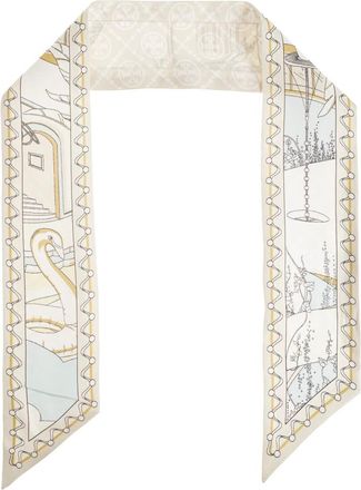Tory Burch Accessoires, Dames, Beige, ONE Size, Leer, Zijden Sjaal
