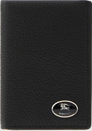 Burberry Portacarte bifold in pelle di vitello a grana con logo applicato