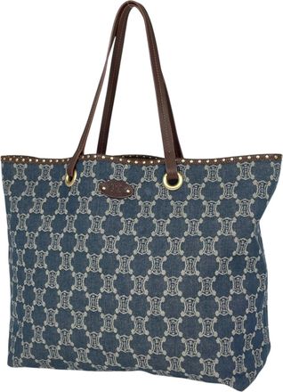 Celine Blue Denim Leather Shoulder Bag Tote Bag (Pre-Owned)