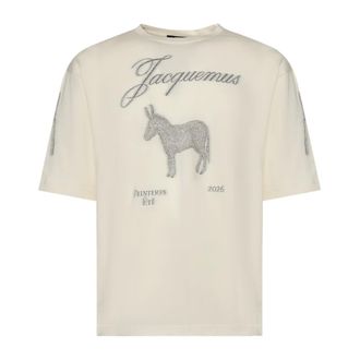 Jacquemus T-Shirts, male, White, Size: 2XL &Acirc;ne Short-Sleeve T-Shirt