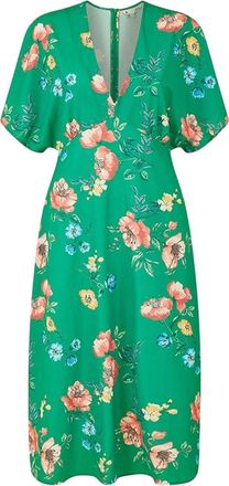 Yumi Wikkeljurk met kimonomouwen en bloemenpatroon voor dames (Groen)