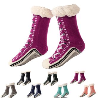 Generic Ultra-Thick Cashmere Slipper Home Socks, Unisex Winter Super Soft Warm Cozy Fleece Lined Non Slip Slipper Socks (Purple,One Size)