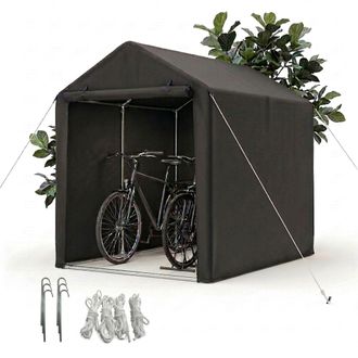 Relaxdays Relaxdays Garaje M&oacute;vil Para 2 Bicicletas, 160x120x180 Cm, Ventana Enrollable, Puerta Con Cremallera, Negro