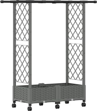 vidaXL Cama Elevada Con Trellis Y Techo Gris Claro 122,5 X 40 X 127 Cm Vidaxl