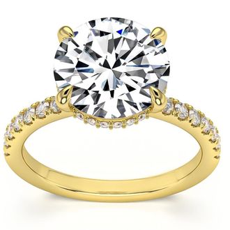 Pompeii3 3 1/2Ct Diamond Engagement Ring Side Halo14k White Yellow or Rose Gold Lab Gold