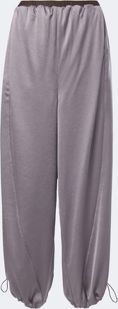 Jacques Wei Leather-trimmed satin wide-leg pants
