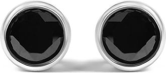 House of Brilliance 925 Sterling Silver 1 1/4 Cttw Round Brilliant-Cut Black Diamond Stud Earrings with Screw Backs