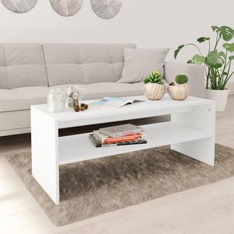 vidaXL Mesa De Centro De Madera Contrachapada Blanco 100x40x40 Cm Vidaxl
