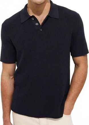 Alex Mill Eastwood Cotton Linen Polo Shirt In Navy
