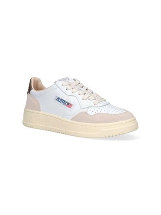 Autry Leather and Suede Low-Top Sneaker - White