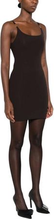 Gucci Kleedjes, Dames, Bruin, L, Viscose cr&ecirc;pe jersey jurk met Horsebit