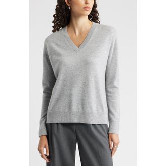 Nordstrom V-Neck Cashmere Sweater in Grey Silk Heather at Nordstrom Rack, Size Xx-Large