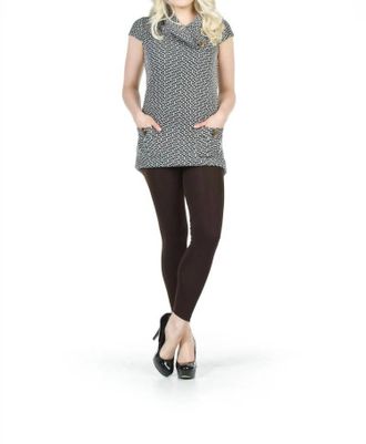 Papillon Textured Drape Neck Patch Pocket Sweater Dress In Grey