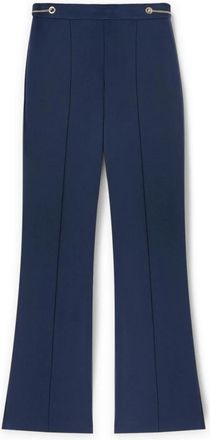 Motivi Uitlopende broek met ajourpatroon - Dames - Wijde Broeken - Blauw - 2XL - Polyester - Broeken