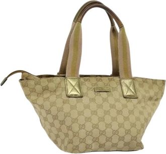 Gucci Pre-owned Handbags, female, Beige, Size: ONE SIZE Pre-owned Vintage Canvas Hand Bag