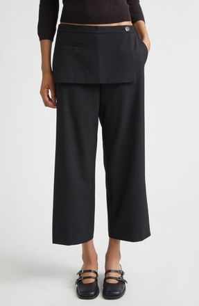 Sandy Liang Mott Crop Skirt Pants in Black at Nordstrom, Size 12