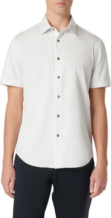 Bugatchi Miles OoohCotton Short Sleeve Button-Up Shirt in White at Nordstrom, Size Xx-Large