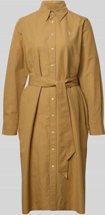 Polo Ralph Lauren Hemdblusenkleid aus Baumwoll-Leinen-Mix in Camel, Gr&ouml;&szlig;e 34