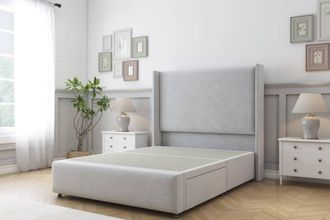 Sloomy Stratford Plush Divan Base No Drawers 54 Headboard & 12 Footboard in Silver | Size: Small Single