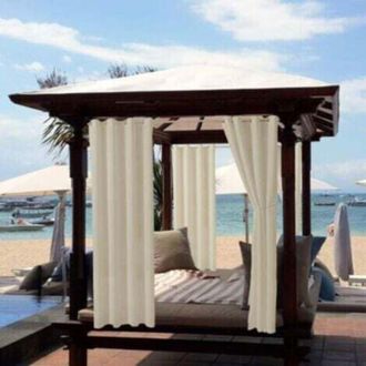 OEM Cortinas Exteriores Impermeables De 2 Piezas, Opacas Y Con Aislamiento T&eacute;rmico Para Cenador, Caseta De Jard&iacute;n, P&eacute;rgola, Porche, 132 X 213 Cm, Color Be