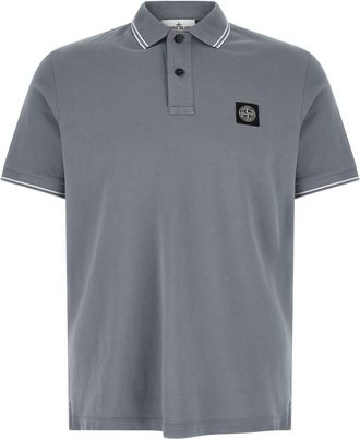 Stone Island Light Blue Logo Patch Polo